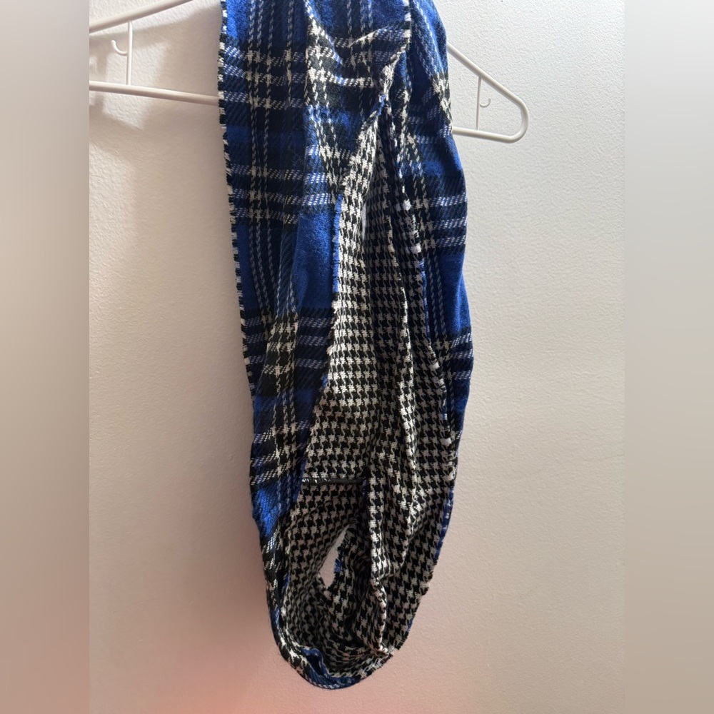 Chic Blue and Black Plaid Infinity Scarf
